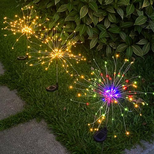 New solar fireworks light, outdoor waterproof LED copper wire lantern, ground light, courtyard garden decoration atmosphere light