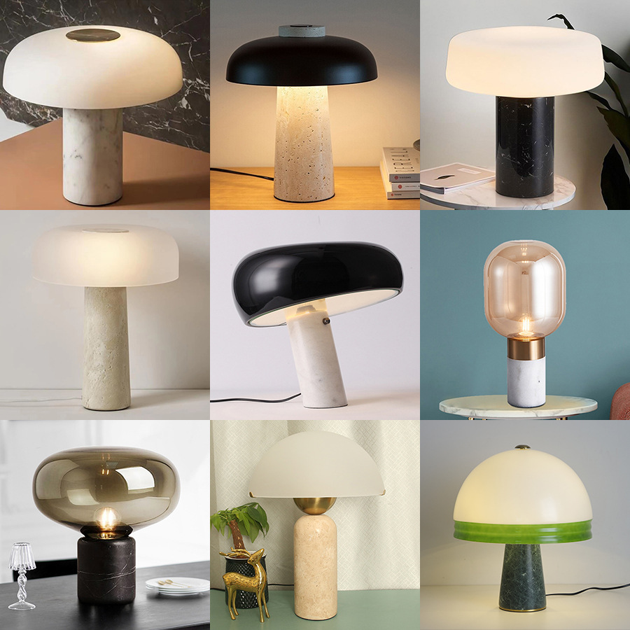Lámpara de mesa para dormitorio, diseño nórdico moderno y sencillo, lámpara de noche decorativa de mármol para dormitorio de hotel y casa de huéspedes de alta gama