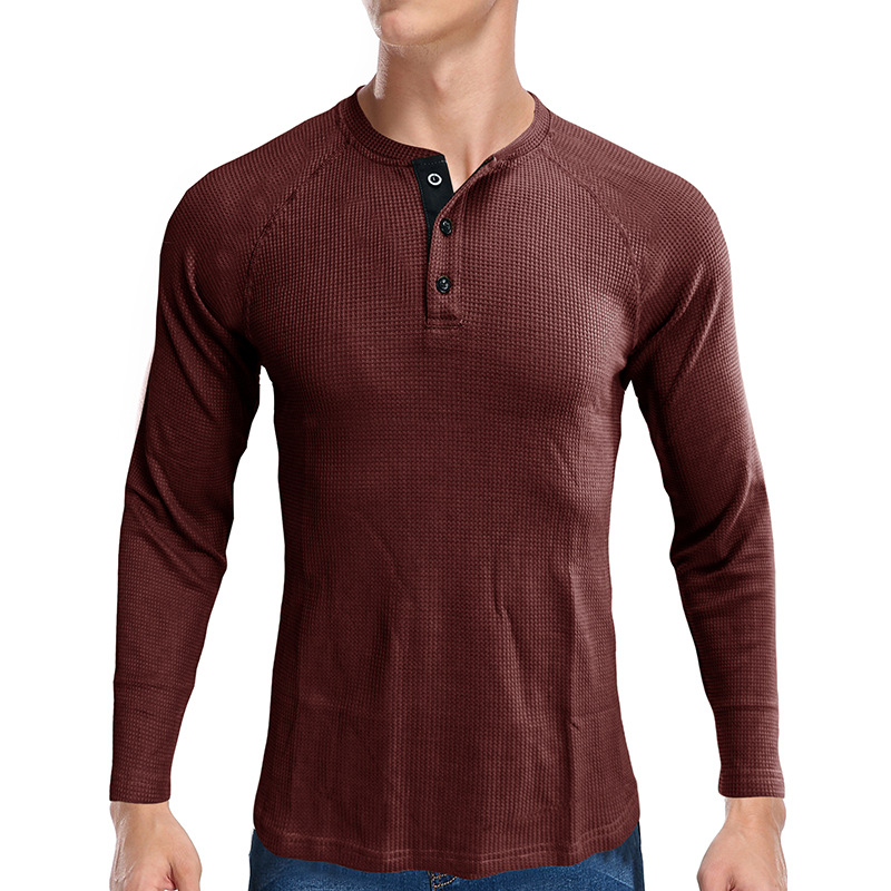 Men's T-shirt Long Sleeve Loose Fit Plain Basic Autumn Winter_voghion.com