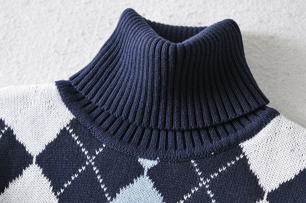 Autumn and winter new high-neck plaid sweater NSAC21611
