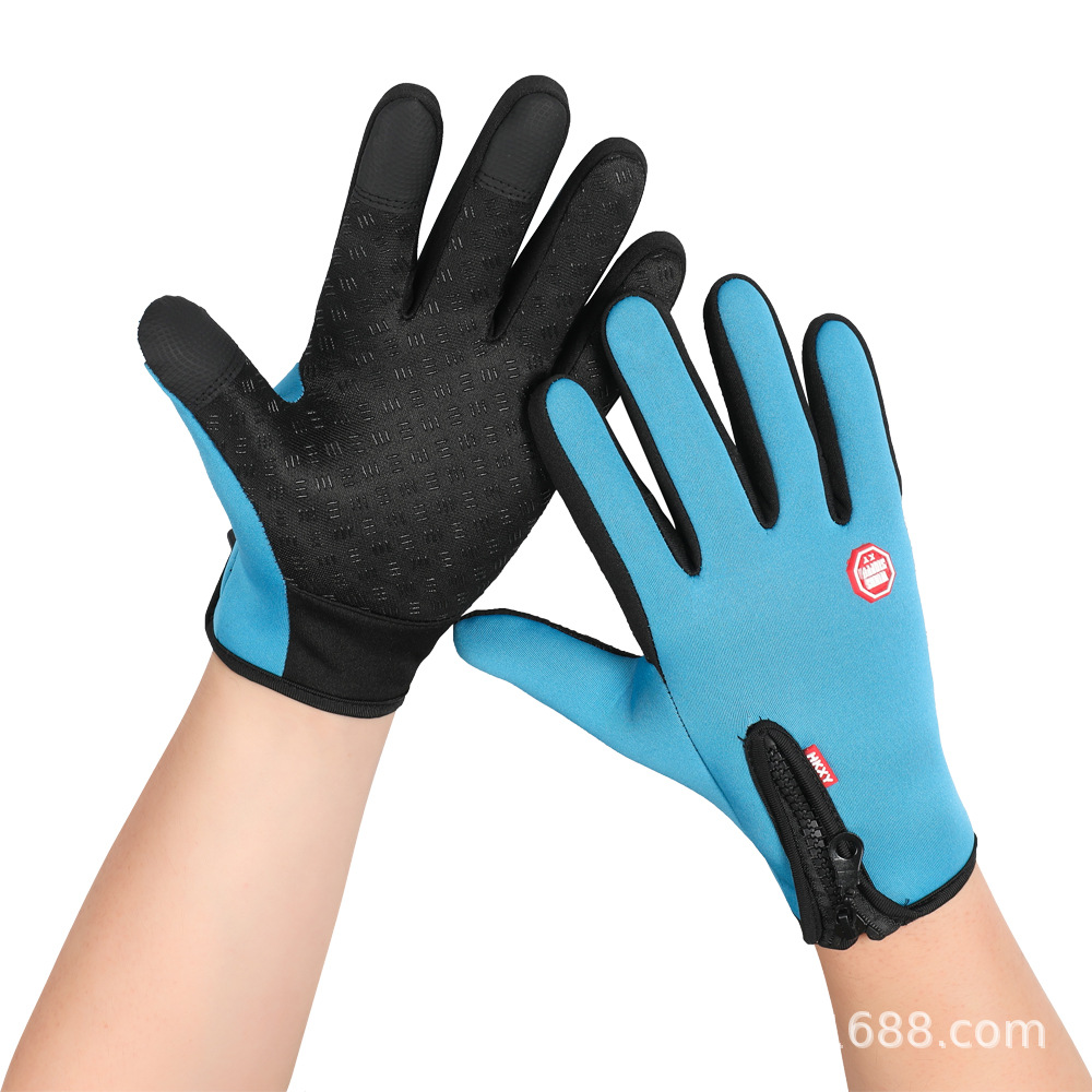 Guantes calientes de ciclismo al aire libre Otoño e Invierno hombres y mujeres deportes guantes de fitness forrados de lana a prueba de frío impermeable guantes de pantalla táctil