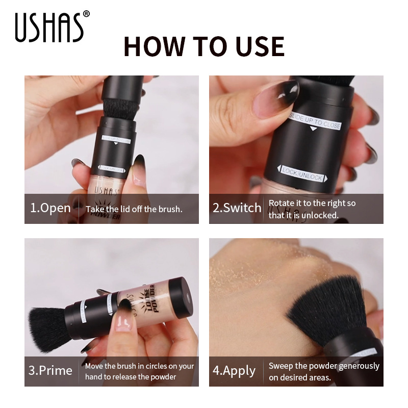 USHAS punto transfronterizo venta caliente color mate tono de piel medio polvo suelto polvo de maquillaje en polvo impermeable 6 colores 24