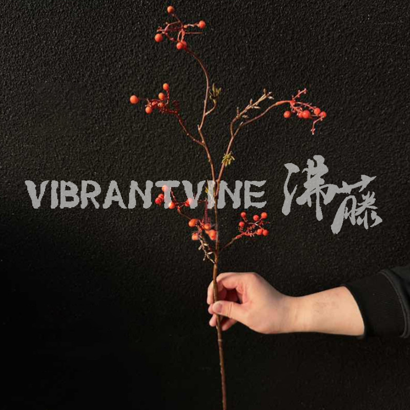 仿真花红果红豆新中式插花节日装扮婚房摆件假花