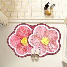 家用浴室硅藻泥地垫卫生间洗手间门口异形花卉吸水速干防滑脚垫
