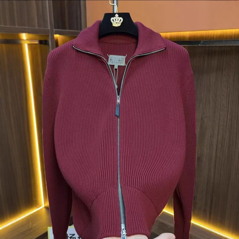 Old Money Style 2026 Autumn and Winter High-Neck Knitted Cardigan Long-Sleeve Double Zipper Solid Color Loose Versatile Sweater for Men