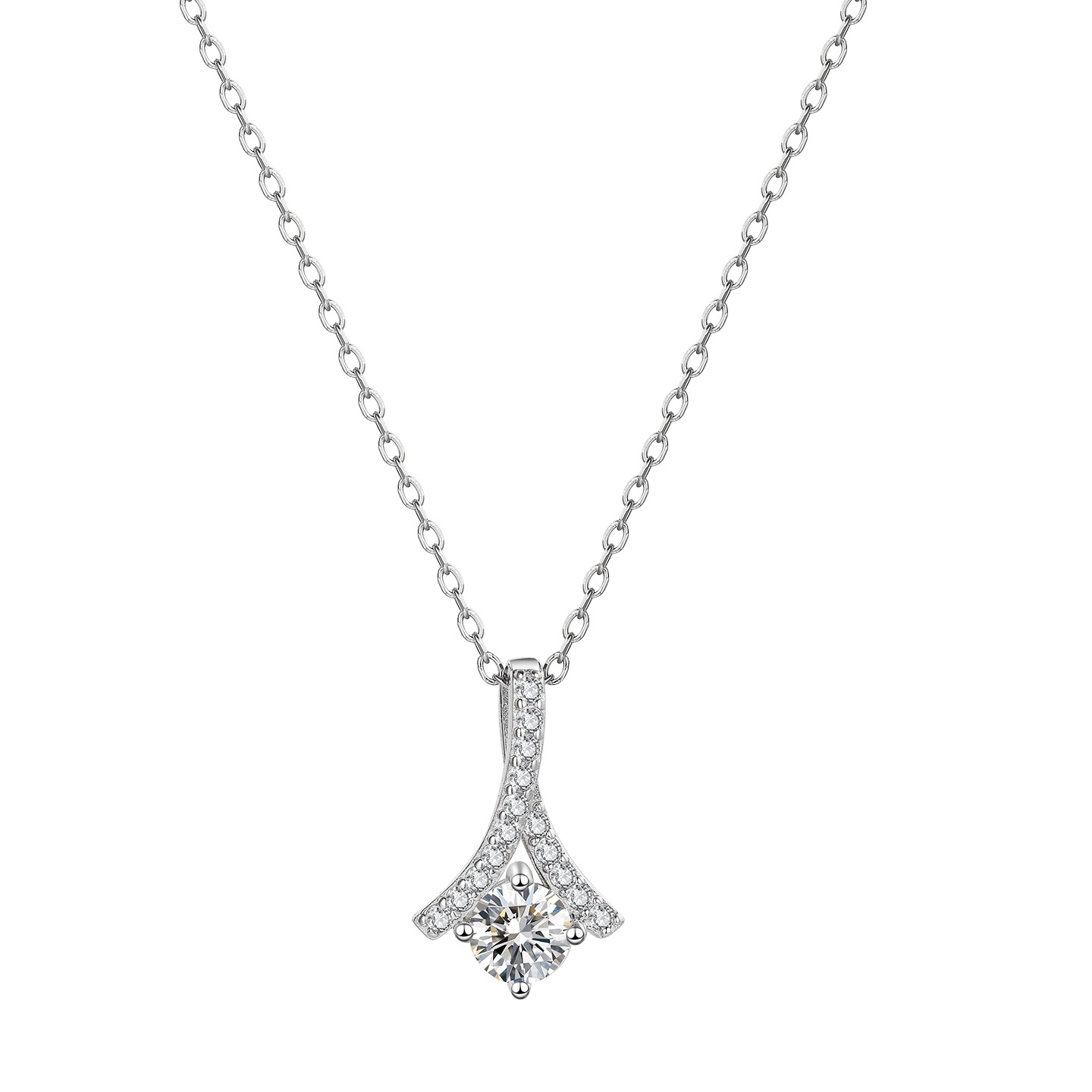 Moissanite S925 Sterling Silver Necklace for Women, Light Luxury and High-End Feel, One Carat, Factory Live Broadcast, Cross-Border Wholesale and Dropshipping