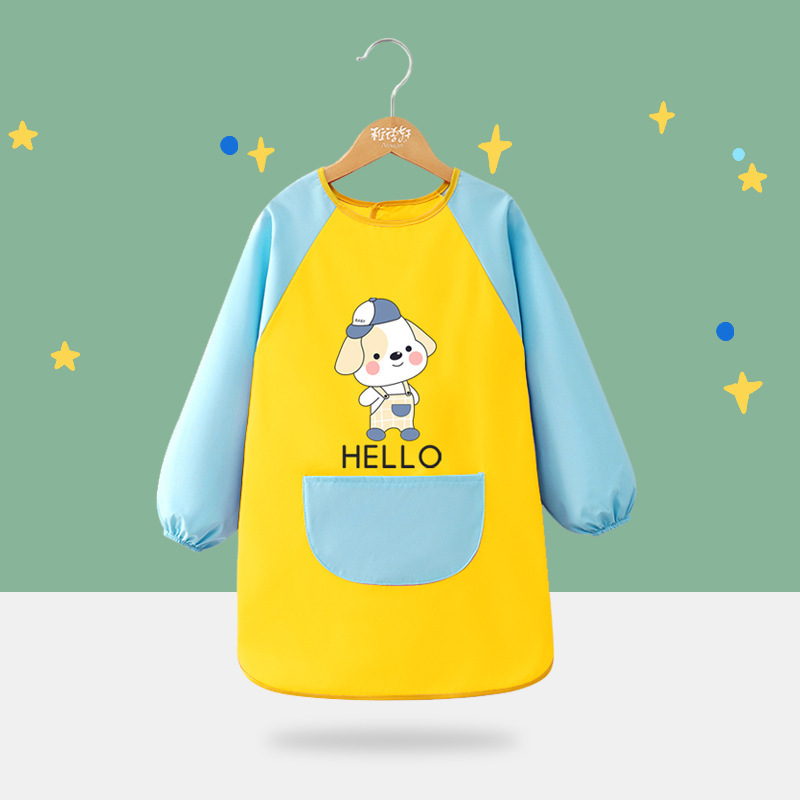 子供用防水絵画服幼稚園プリントスモックスタジオプリント防水逆着用エプロン男の子と女の子用|undefined