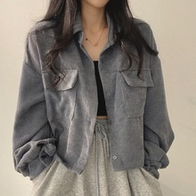 秋季日系ins风薄款外穿外套休闲夹克外搭衬衫长袖女学生韩版宽松