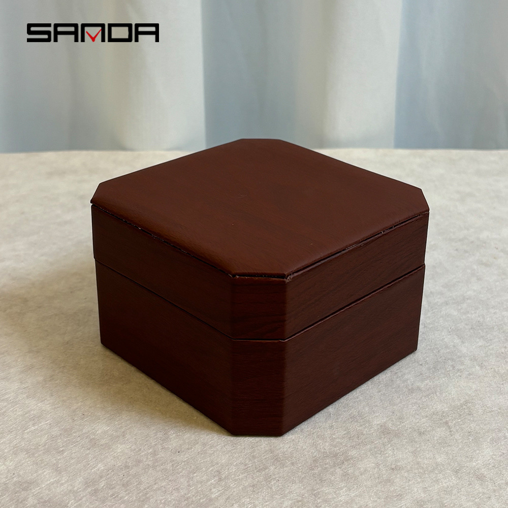 개별 우드 패턴 상자 - 다크 브라운