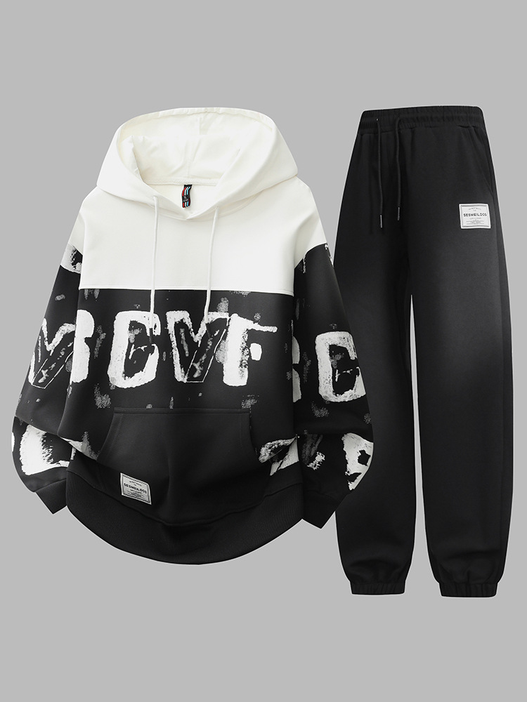 Trajes deportivos casuales juveniles hombres nuevos primavera y otoño tendencia guapo versátil chaquetas con capuzas de dos piezas