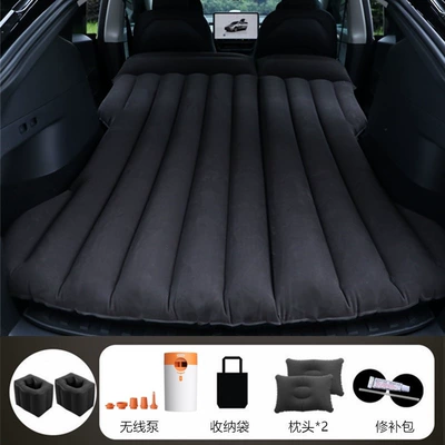 Vehicle-mounted inflatable bed Car Inflatable Bed ModelY/3 - two-way-trunkrear-seat-use-black-square-stool-compatible-with-tesla-model-y-includes-wireless-battery-powered-air-pump