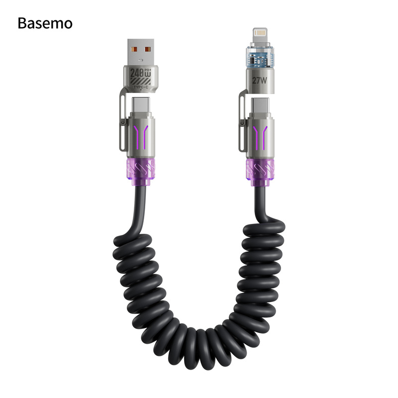 【实力品牌】240W四合一车载弹簧数据线适用华为typec苹果超快充|undefined