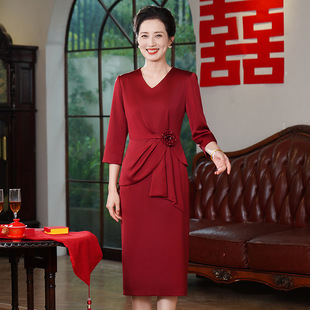 Spring and Summer New High-end Mother Wedding Dress for Mother-in-law Attends Wedding Dress Banquet dress Stylishly Covering Belly