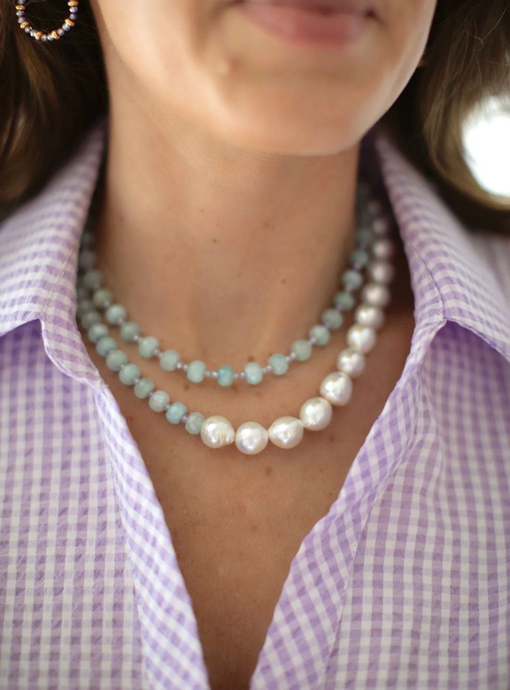 62g Weight Freshwater Pearl Pendant Material Necklace Classification Titanium Steel Chain Material 2 PCS/Package Quantity Beach, Tea Party Occasion Freshwater Pearl, Titanium Steel Material Geometric Pattern Women's Gender Beaded, Plating Design Elegant, Streetwear Style Elegant Streetwear Geometric Freshwater Pearl Titanium Steel Wholesale Necklace 3