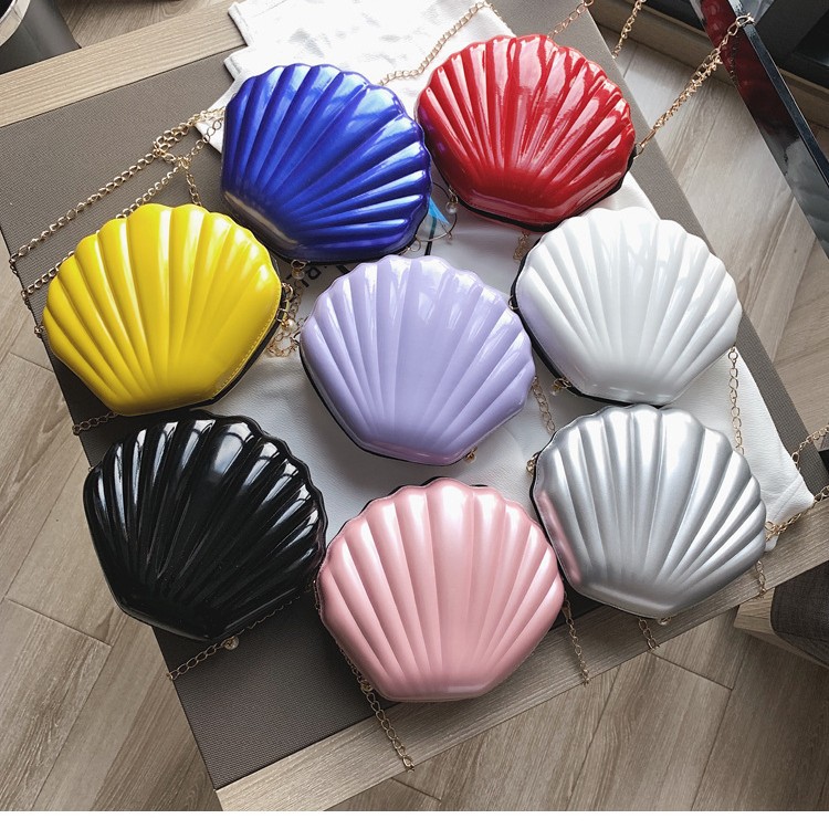 2023亮面贝壳单肩包宴会女包贝壳形包晚装包糖果小包包一件代发