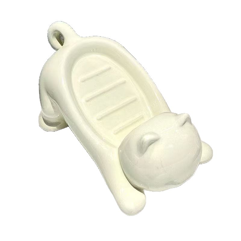 Caja de jabón de plástico de dibujos animados de drenaje para gatos Baños domésticos creativos lujosos lindos estantes de caja de jabón Baño