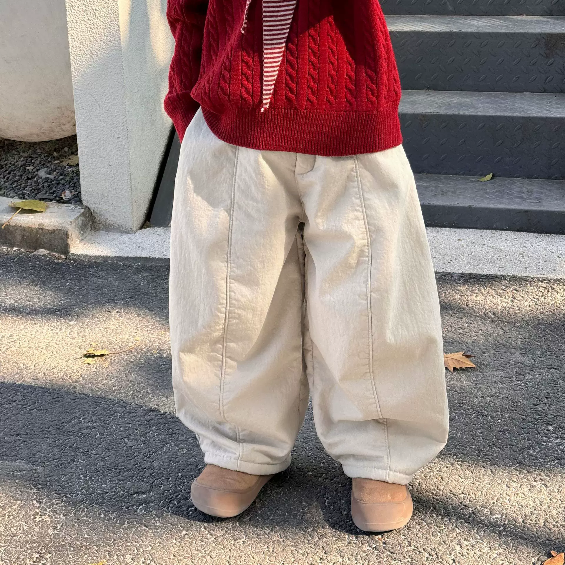 织里泰如2025冬季儿童加绒加厚纯色长裤男童洋气百搭保暖休闲长裤