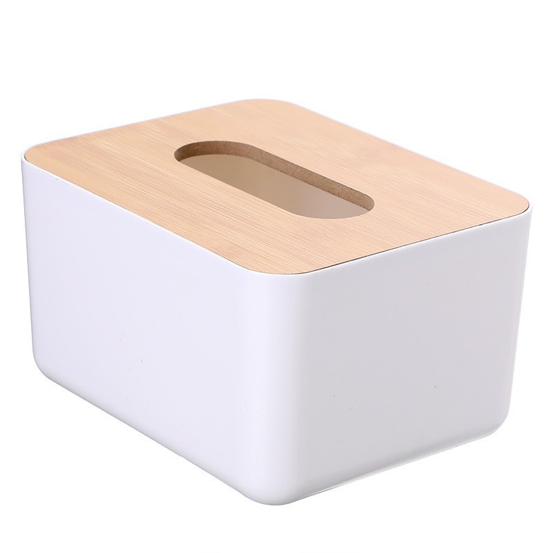 Caja de pañuelos de escritorio creativa sala de estar del hogar caja de almacenamiento de control remoto de plástico simple caja de pañuelos de bambú multifuncional