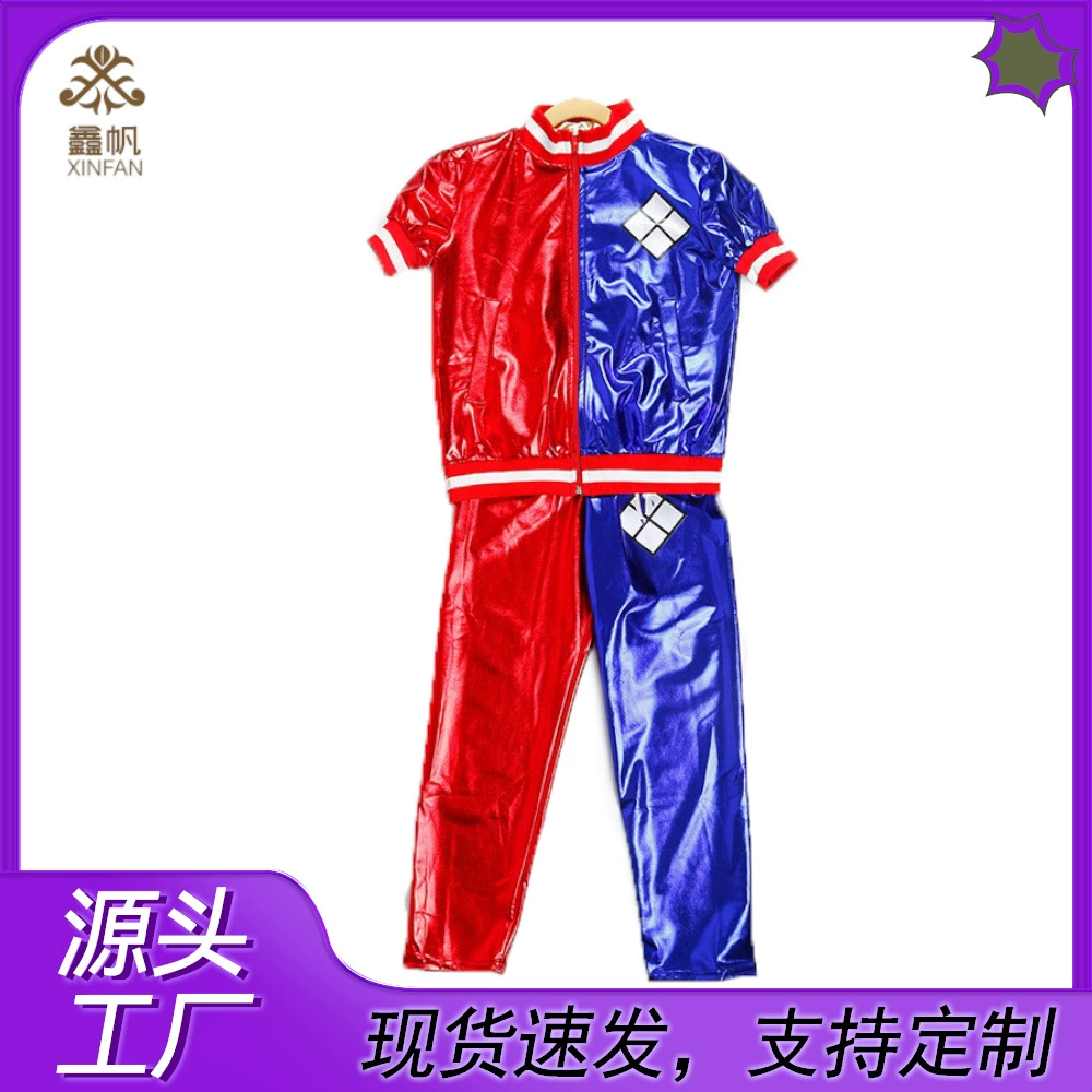 Отряд самоубийц маленькая уродливая девушка Холли Куин парик перчатки полный комплект костюм маленькая уродливая девушка выступление сценическая одежда