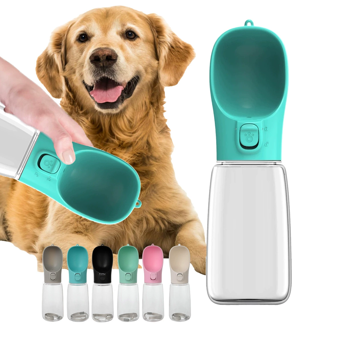 Новый золотистый питомец выходит портативный стакан для воды с двойным замком для питьевой воды на открытом воздухе