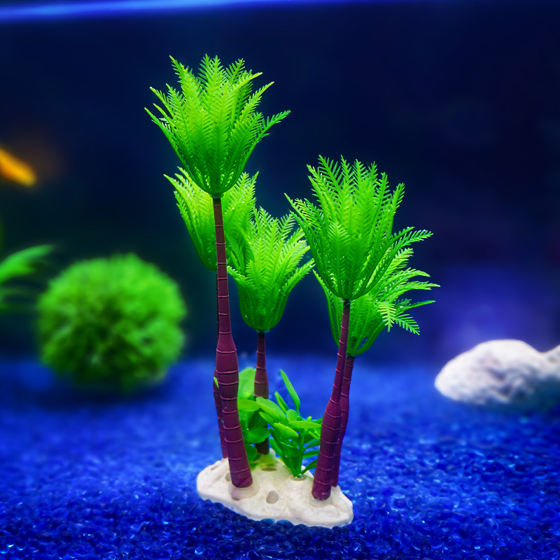 Simulación de paisajismo de pecera, árbol de coco, acuario, decoración de hotel, bienes raíces, suministros de arena, existencias, simulación al por mayor, plantas acuáticas