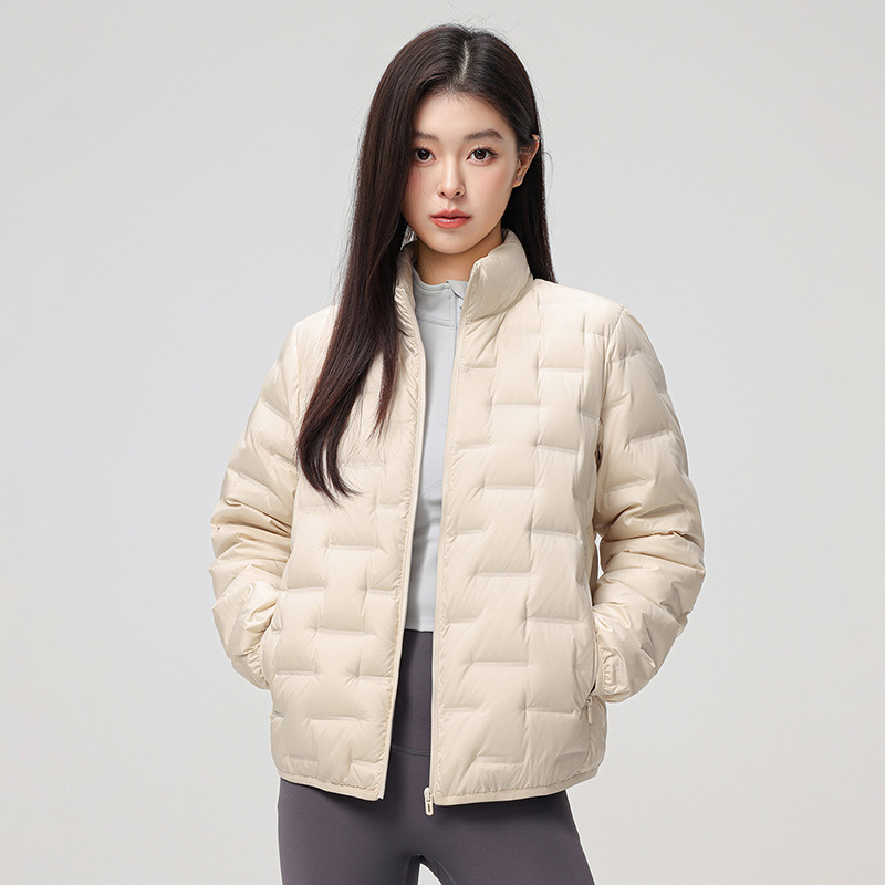 跨境羽绒服女立领轻薄秋冬新国标羽绒内胆韩系纯色白鸭绒外套批发|undefined