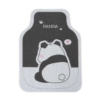 Car foot mat cartoon back Panda cute car foot mat wire ring wear-resistant stain-resistant easy cleaning car floor mat (Universal Foot Pad) - back-panda-foot-mat-front-row