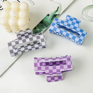 戈蕾思饰品棋盘格pvc9公分跨境派秋冬季热卖饰品头饰抓夹发夹女
