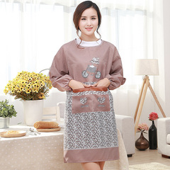 Fashion Minimalist Pure Cotton Waterproof Oil-Proof Coverall Direct Supply Inverse Dress Adult Thick Kitchen Long Sleeve Apron