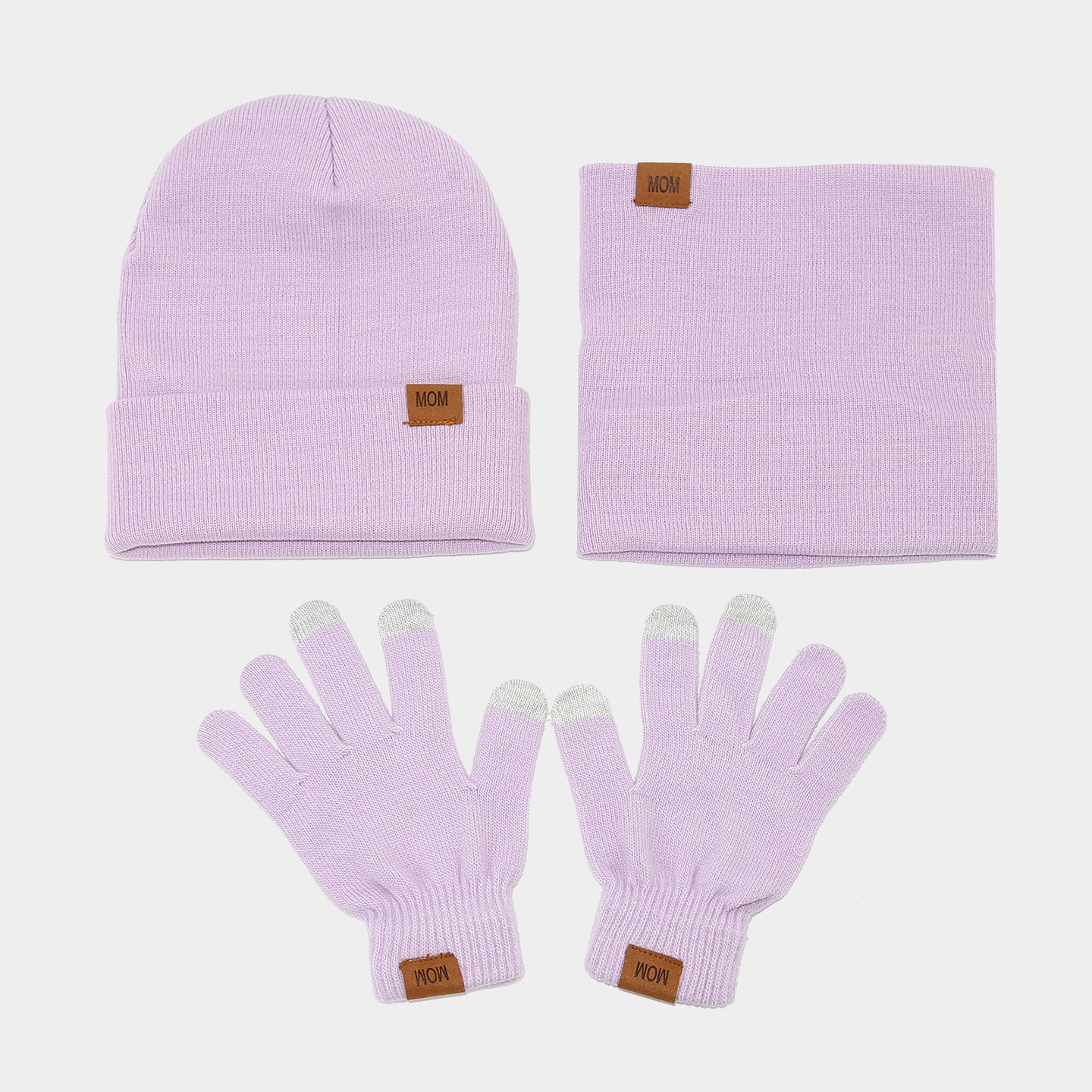 Amazon nuevo papá mamá letra etiqueta sombrero guante de tres piezas de moda otoño invierno abrigo sombrero conjunto