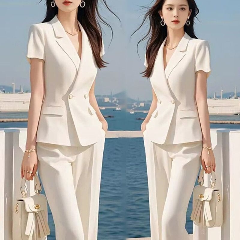 New Thin-Style Small Suit Set, Complete Set for 2026 Summer, Short-Sleeve Professional Suit for Women, Elegant Formal Workwear New Thin-Style Small Suit Set, Complete Set for 2026 Summer, Short-Sleeve Professional Suit for Women, Elegant Formal Workwear