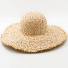 现货批发大檐毛边拉菲草草帽海边沙滩帽度假太阳帽女防晒遮阳帽子