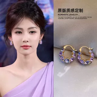 多巴胺紫色圈圈耳环女独特漂亮耳圈2026新款爆款耳钉轻奢耳饰