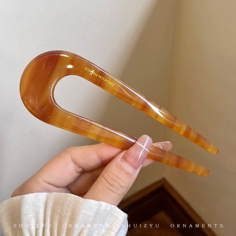 2025 nueva horquilla perla en forma de U para mujer, pinza para el cabello, artefacto fijo para el cabello, horquilla de sentido avanzado, tocado