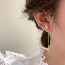 韩国高级感花朵流苏耳环耳线2023新款潮小众设计感耳坠修饰脸型