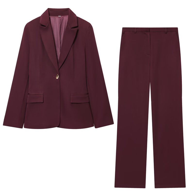Cross-Border Wholesale Women's New Style Suit Jacket with Shoulder Pads 8992609 High Waist Straight Pants 1478260