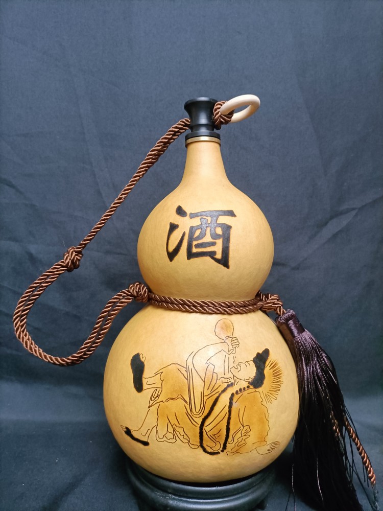 羡瓷天然酒葫芦，随身装水酒挂件，济公李白款酒壶（蜂蜡防渗）