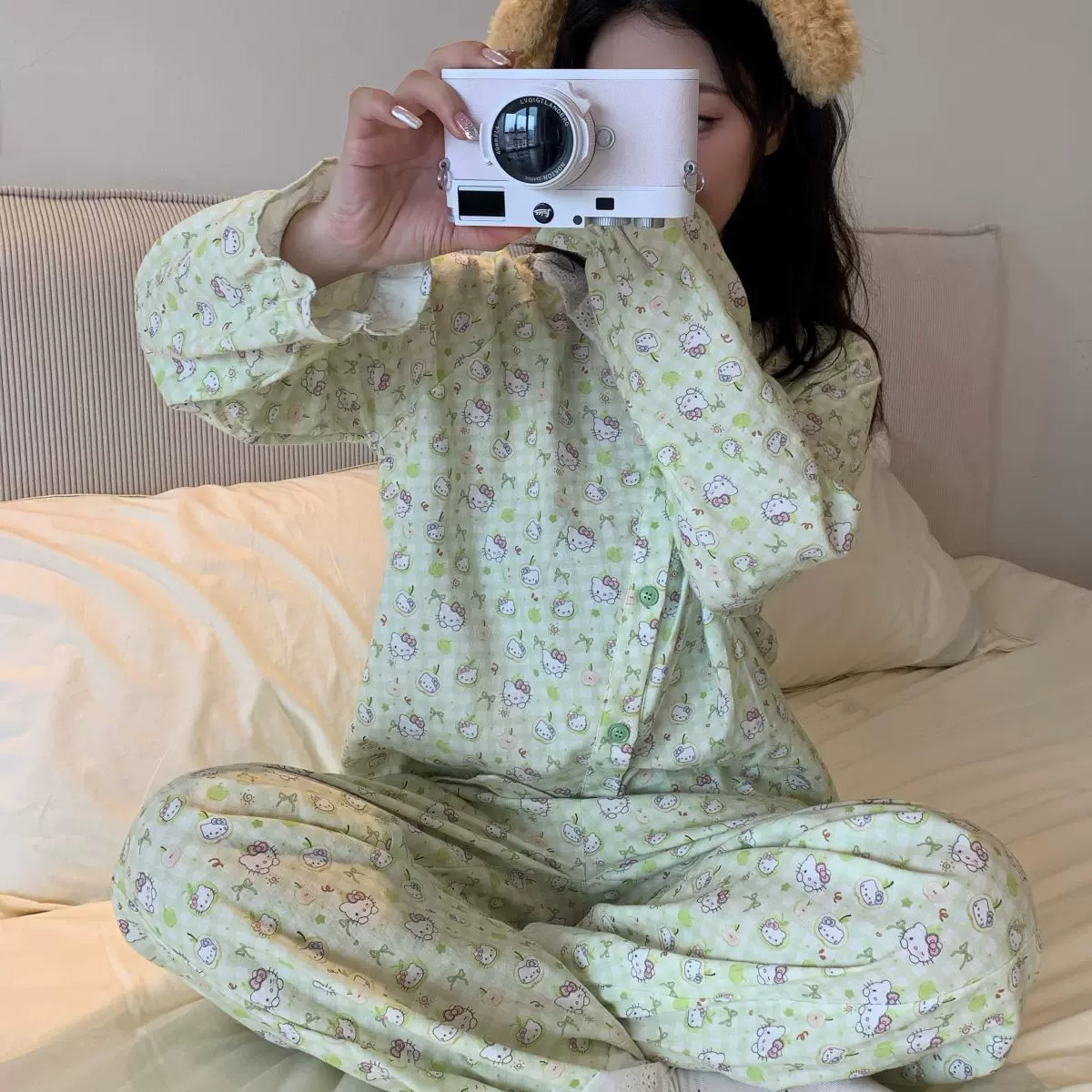 秋季新款全棉韩系ins风长袖睡衣女甜美卡通可爱学生家居服套装