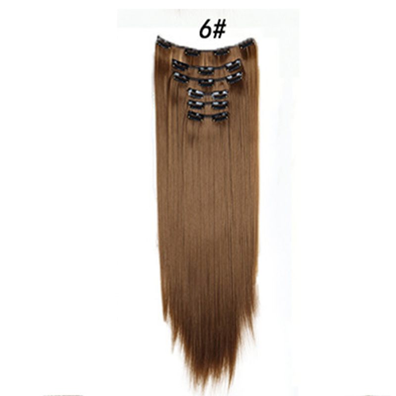 Europa y los Estados Unidos sin rastro extensión de cabello de 24 pulgadas de cabello recto de 6 piezas de cabello de alta temperatura extranjera