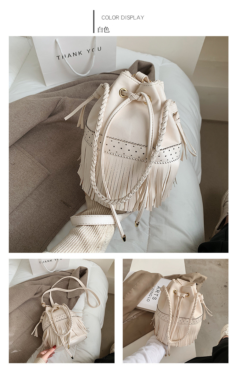 New Trendy Texture Fashion Messenger Bucket Bag display picture 6