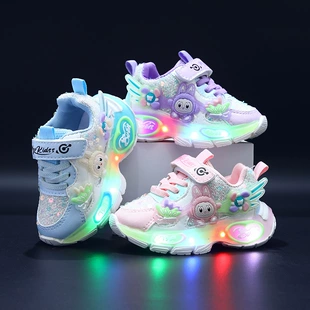 Детские кроссовки с блестками и LED-подсветкой дышащие 1–6 лет