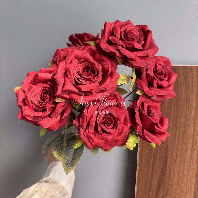 Diamante de 9 cabeças rosa-vermelho
