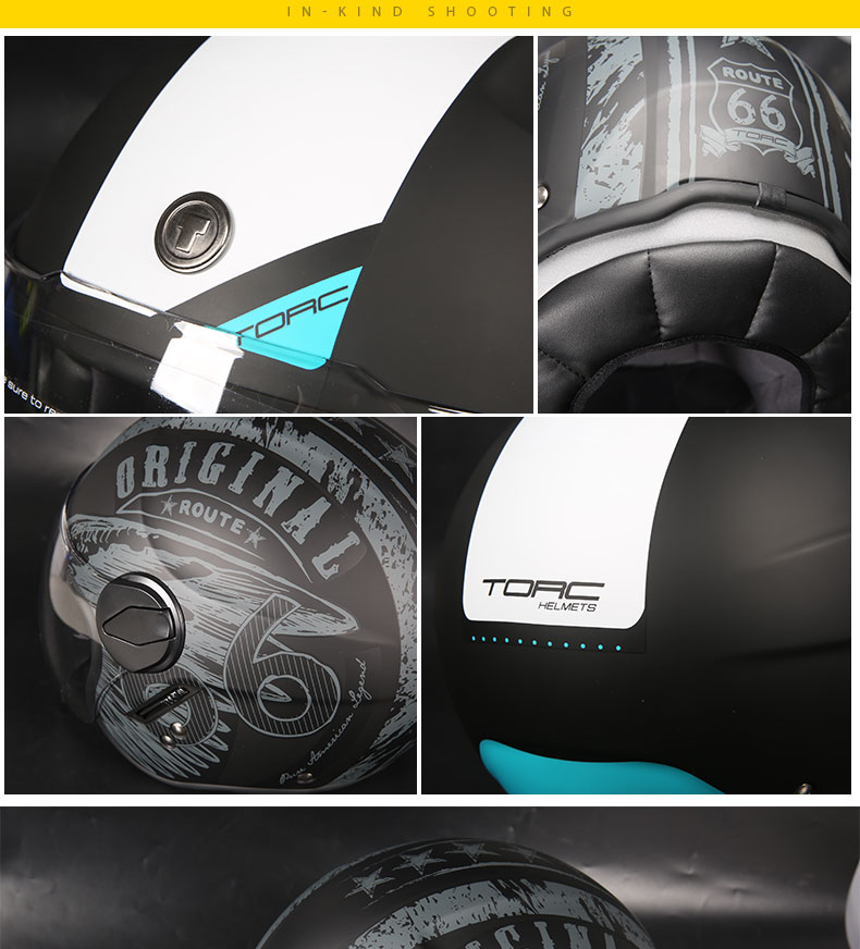 TORC Motorcycle Three-Quarter Helmet Retro Men Women Double Visor