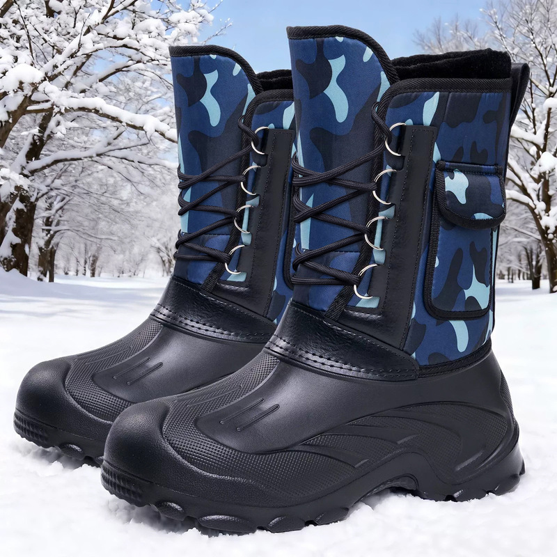 Men's Winter Cotton Shoes, New Cross-Border Style, Fleece-Lined, Thickened, High-Top Snow Boots, Waterproof, Non-Slip, Slip-On Cotton Boots, Wholesale Men's Winter Cotton Shoes, New Cross-Border Style, Fleece-Lined, Thickened, High-Top Snow Boots, Waterproof, Non-Slip, Slip-On Cotton Boots, Wholesale