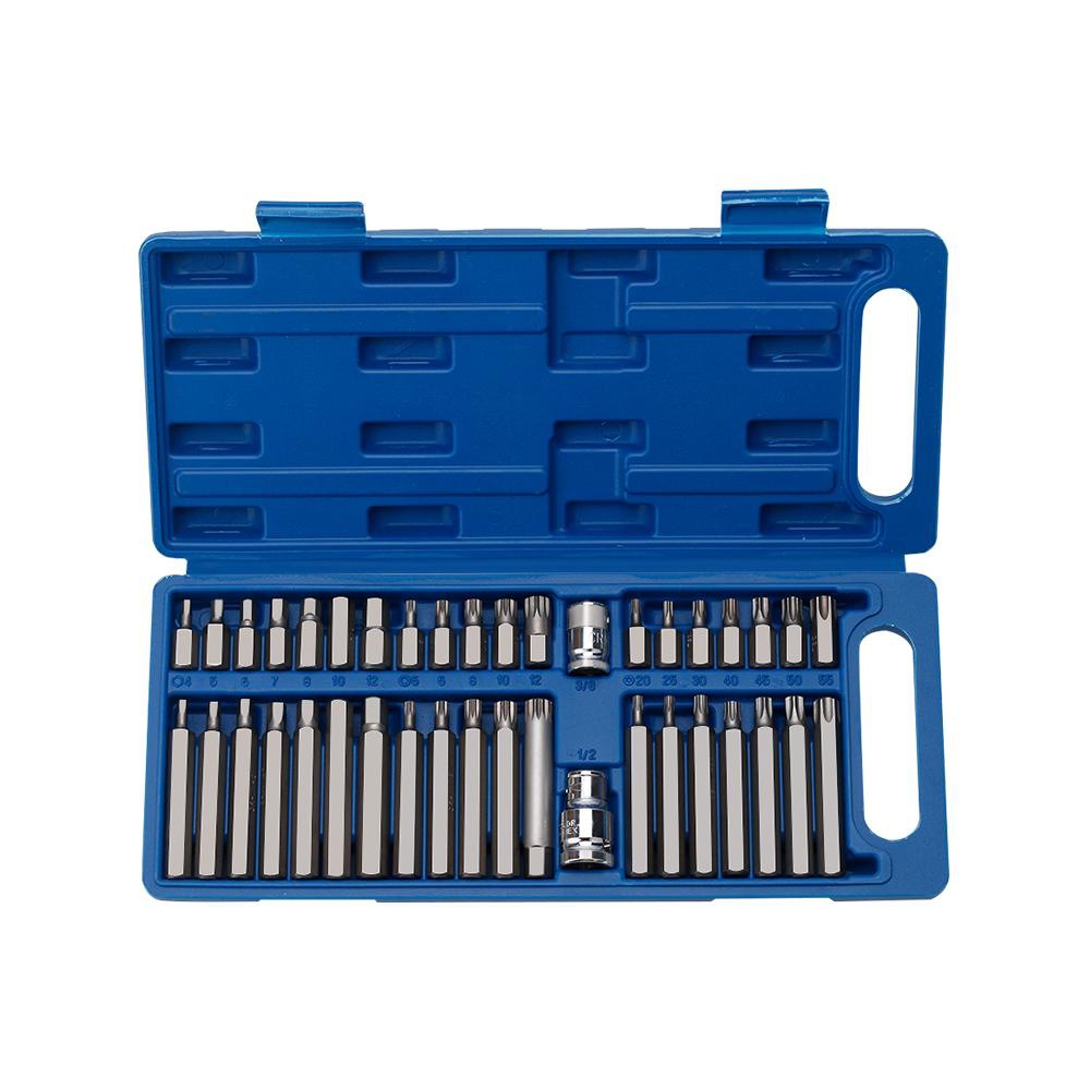 Juego de 40 piezas de lote de prensado de herramientas de giro Juego de esquina de flor de ciruelo de longitud de lote de estrella 62 Juego de herramientas de reparación de automóviles de mantenimiento H/M/T20
