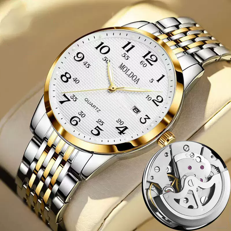 全自动机械表男士手表镂空日历中老年防水夜光石英表抖音一件代发