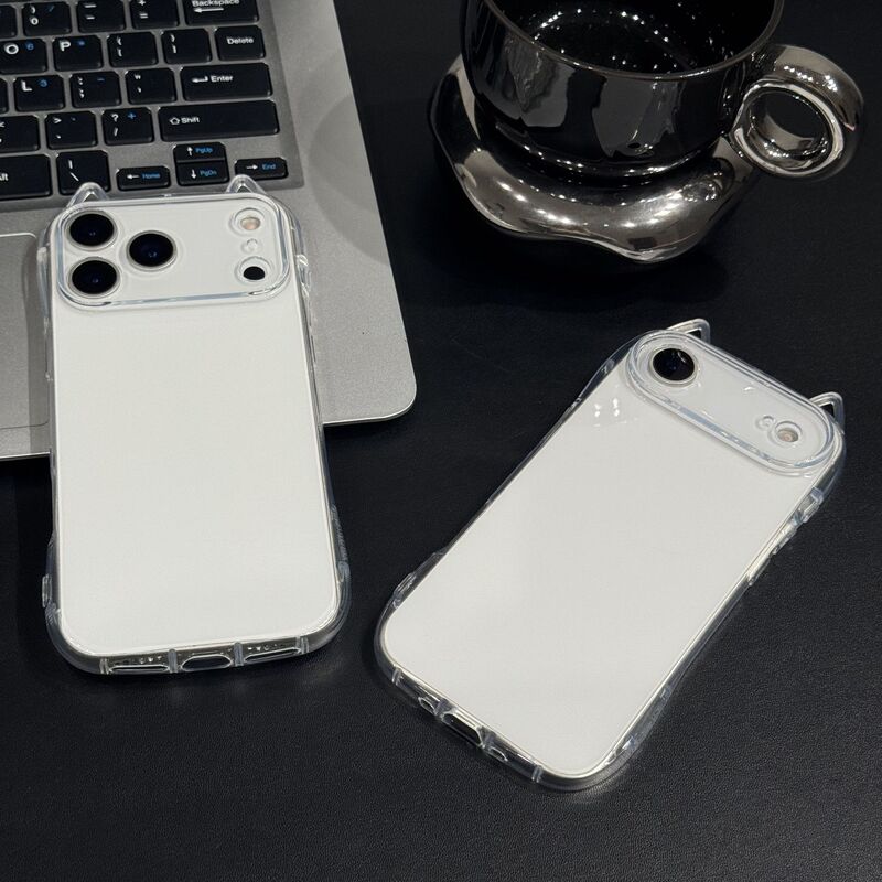 Transparent Cat Ear Mobile Phone Case Suitable for Apple 17Air/17Promax/16/13 Simple 11 All-Inclusive Soft Shell 15