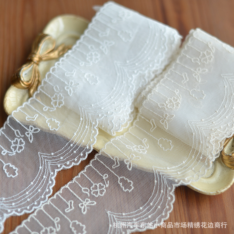 日版精细纱棉线网布刺绣蕾丝服装花边辅料娃衣服装制衣材料H282