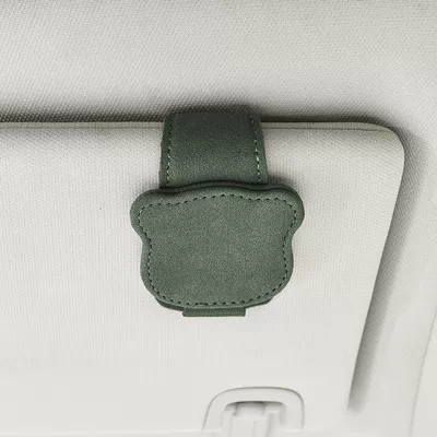 Car Glasses Clip/Bill Clip Glasses Holder Car Interior Leather - green