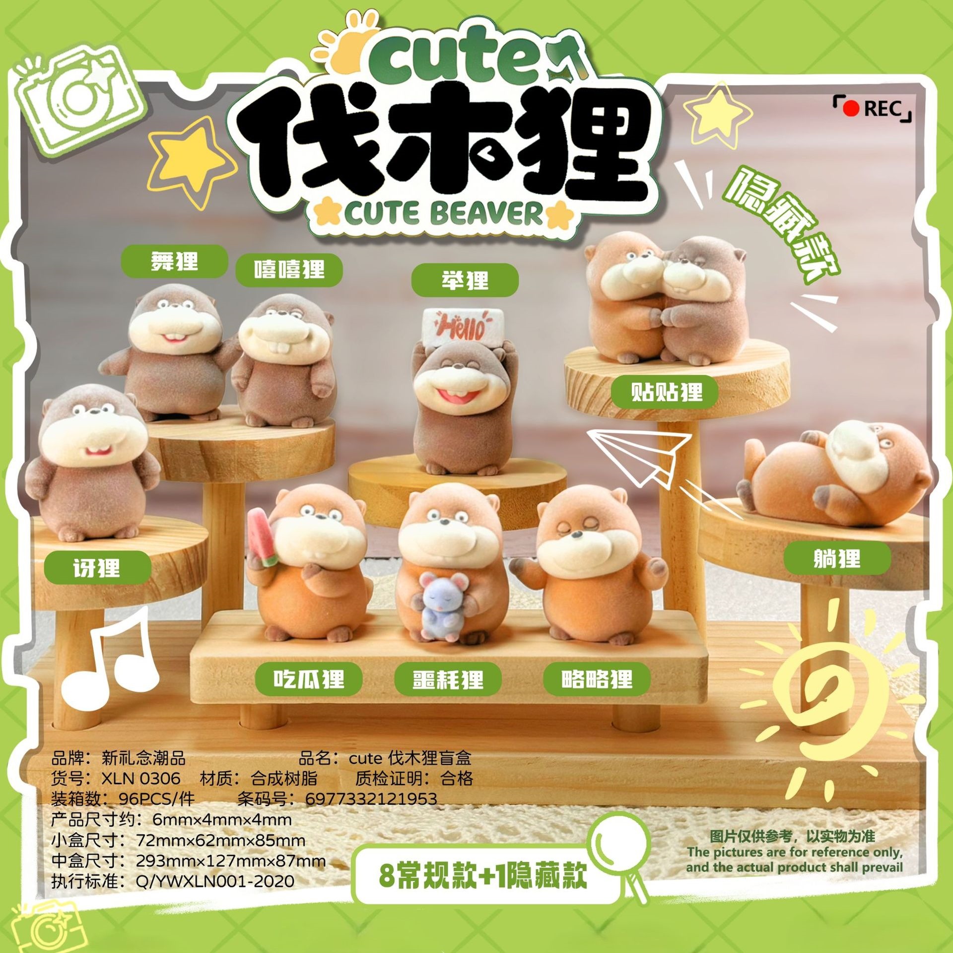 新款cute伐木狸可爱盲盒创意潮玩手办桌面摆件节日礼物家居装饰品
